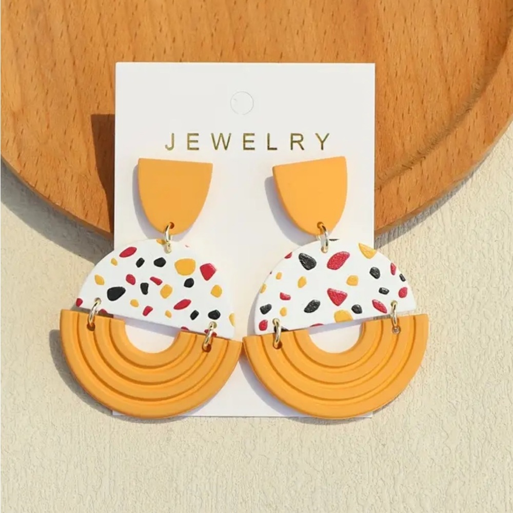 Yellow Abstract Acrylic Statement Earrings